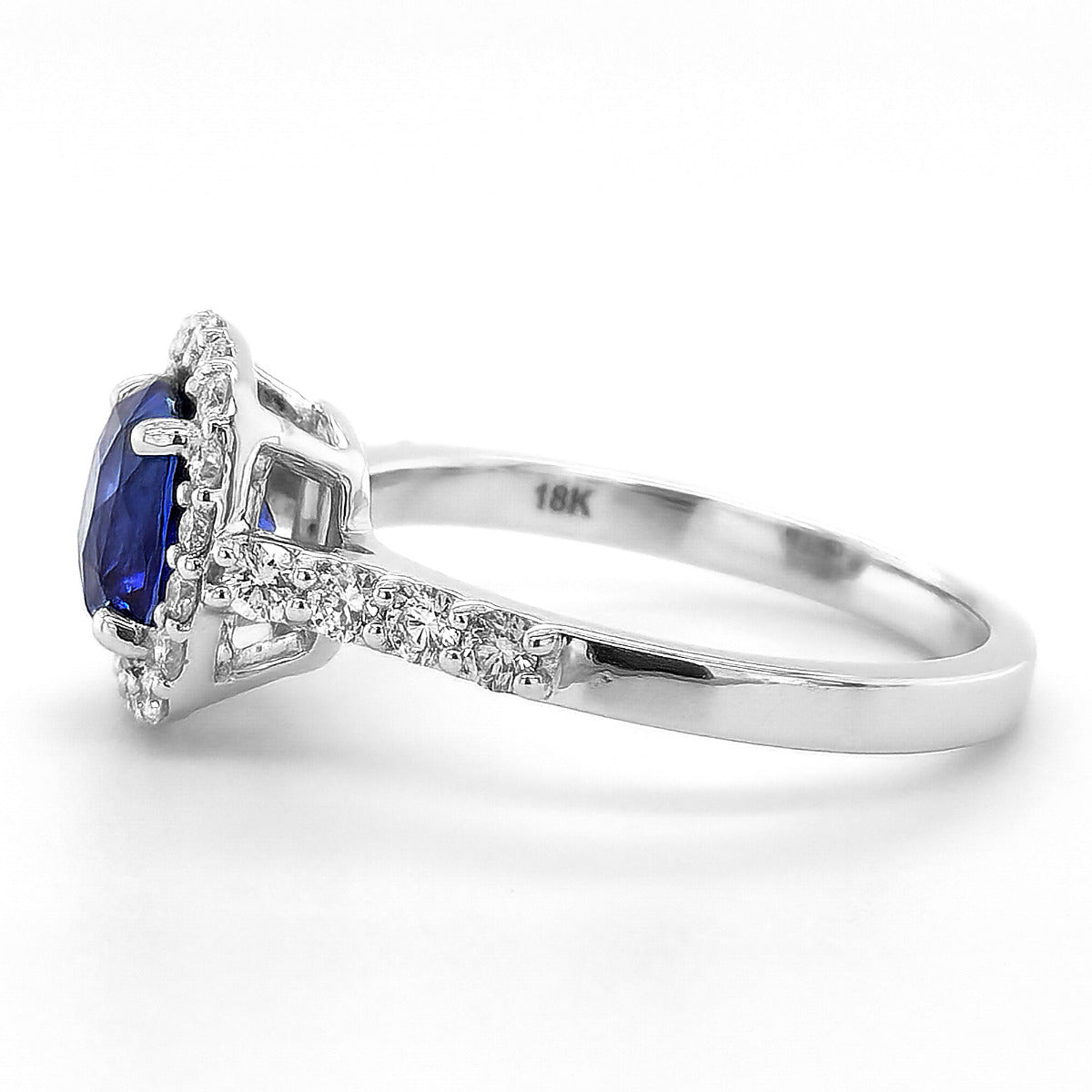 18k White Gold 2.76ct TGW Cushion-cut Blue Sapphire and Diamond One-of-a-Kind Ring