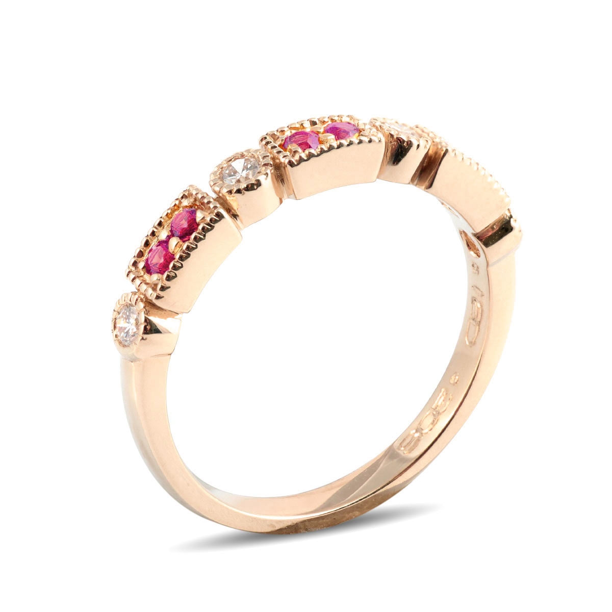 14K Rose Gold 0.37ct TGW Pink Sapphire and Diamonds One of a Kind Band