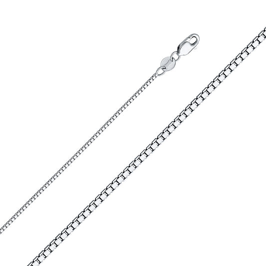 14k White Gold 1mm Box Pendant Chain Necklace