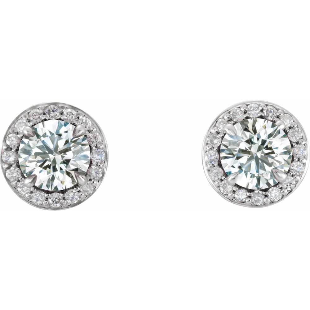 14k White Gold 5/8 CTW Natural Diamond Halo-Style Earrings (G-H, I1)