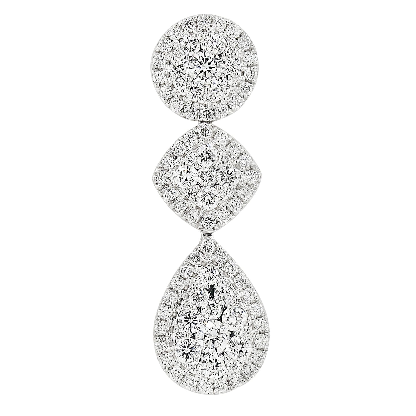 18k White Gold 1-1/10ct TDW White Diamond Geometric Shape Dangling Pendant Necklace