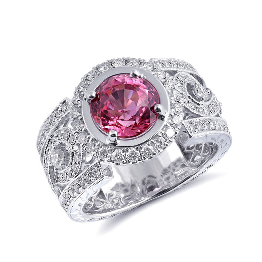 18K White Gold 3.66 ct TGW Pink Sapphire One-of-a-Kind Ring