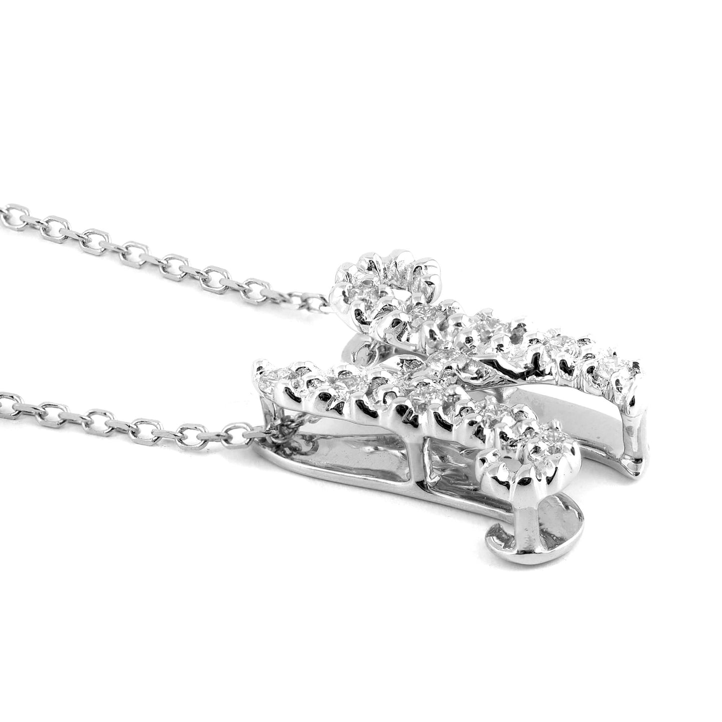 14K White Gold 0.13ct TDW White Diamond Letter N Initial Pendant Necklace