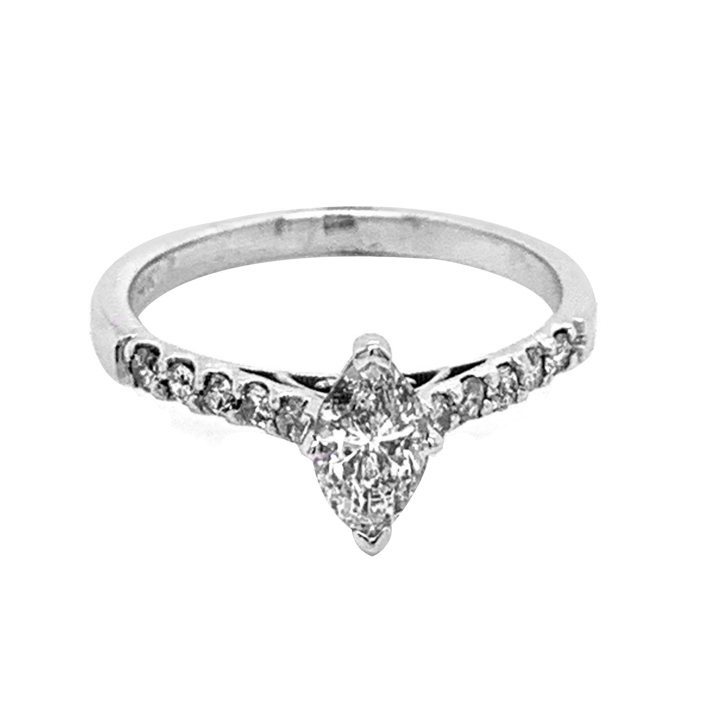 14k White Gold 0.65ct Marquise-cut White Diamond Engagement Ring