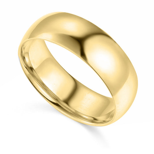 14k Yellow Gold 7mm Unisex Comfort-fit Polished Wedding Band