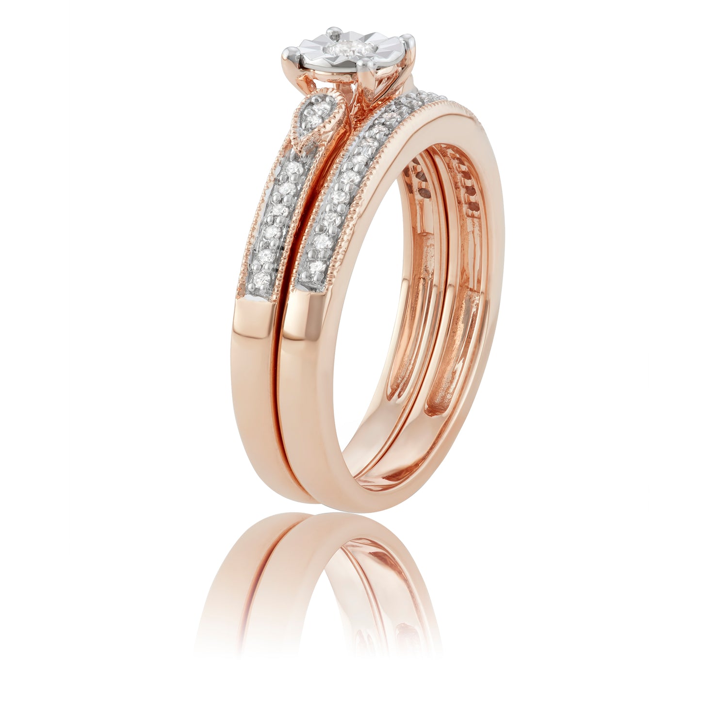 10k Rose Gold 0.23ct TDW White Diamond Bridal Set