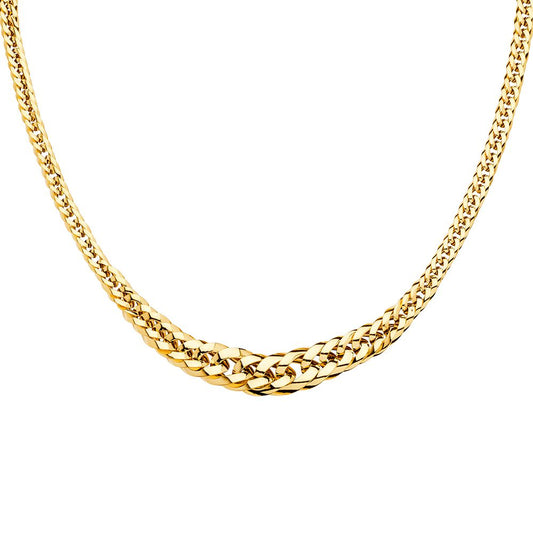 14K Yellow Gold Ladies Graduating Fancy Hollow Braided Link Necklace