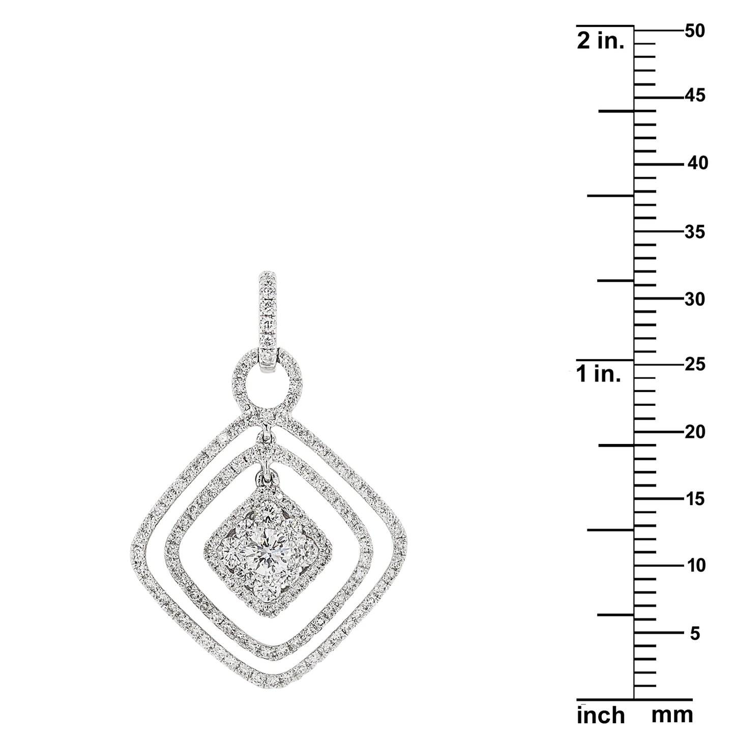 18k White Gold 1.07ct TDW White Diamond Concentric Square Pendant Necklace