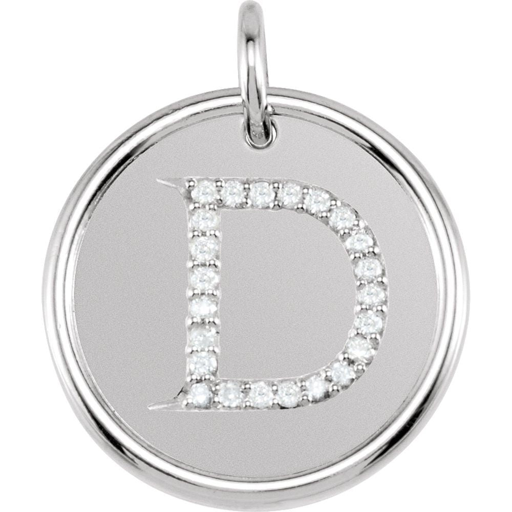 Unisex 14K White Gold 1/8 CTW White Diamond Initial D Pendant