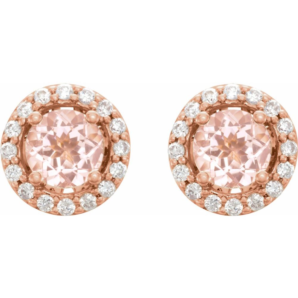 14k Rose Gold Natural Pink Morganite & 1/5 CTW Natural Diamond Earrings