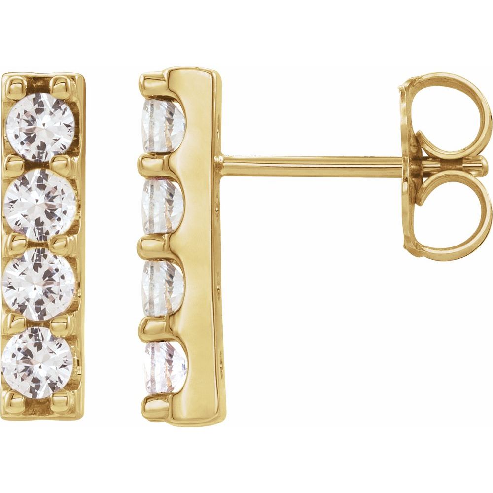 14k Yellow Gold 1/2 CTW Lab-Grown Diamond Bar Earrings