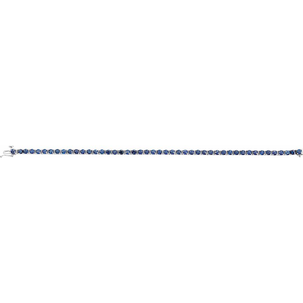 14k White Gold Natural Blue Sapphire Line 7" Bracelet