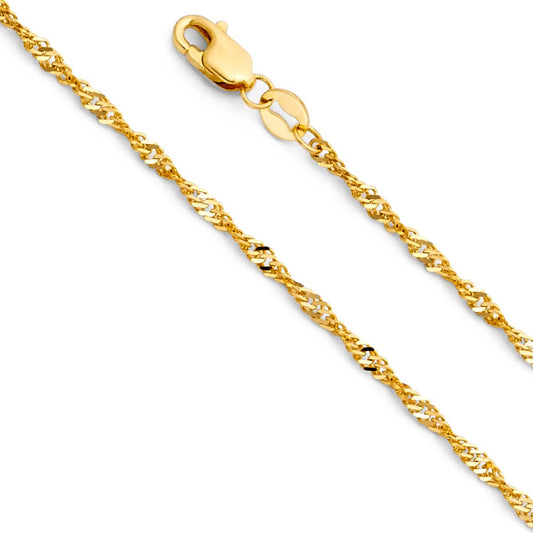 14k Yellow Gold 1.5mm Thin & Dainty Singapore Chain