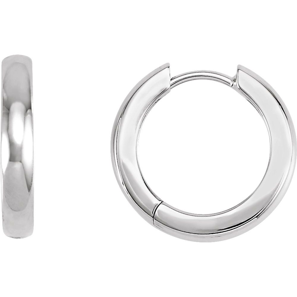 14K White Gold 17.5 mm Hinged Hoop Earrings