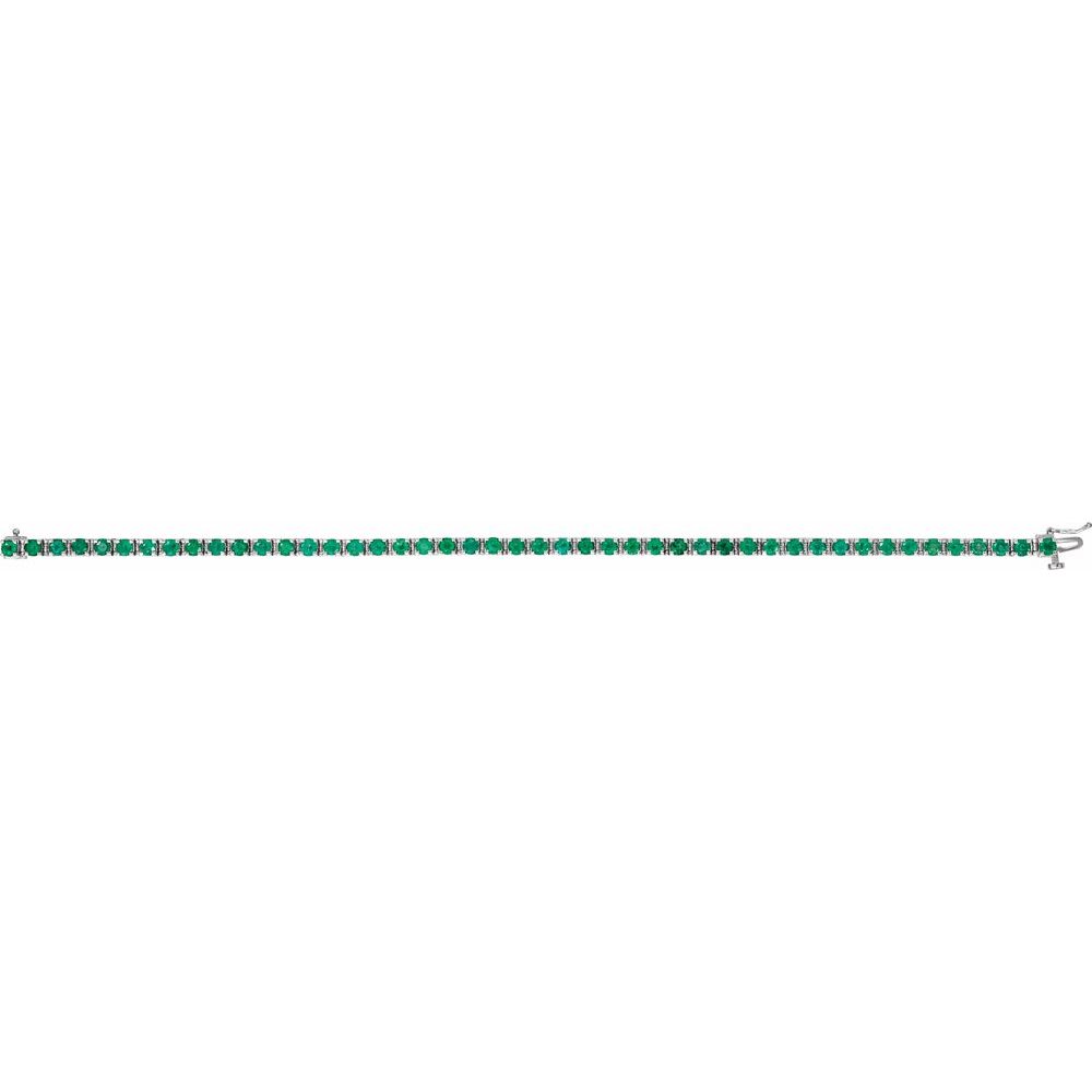 14k White Gold Natural Emerald Line 7" Bracelet