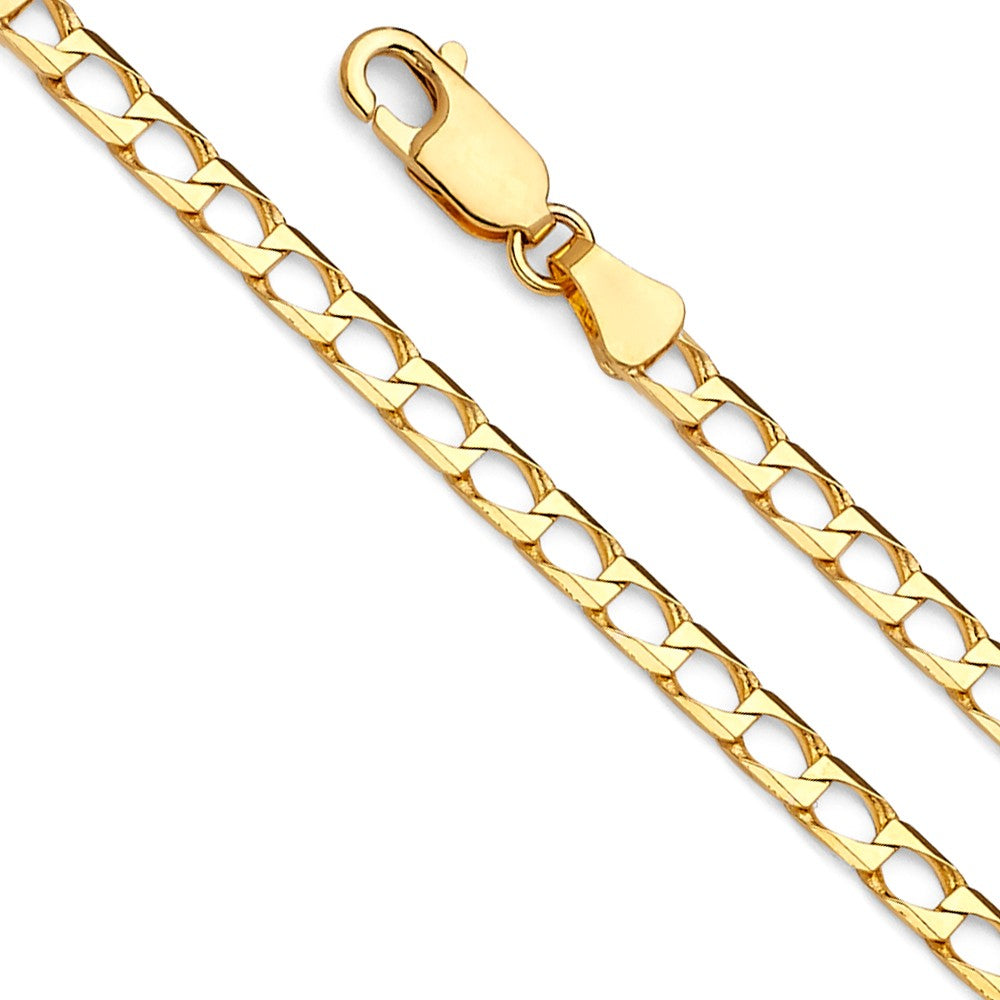 14k Yellow Gold 3.4mm Square Curb Unisex Chain Necklace