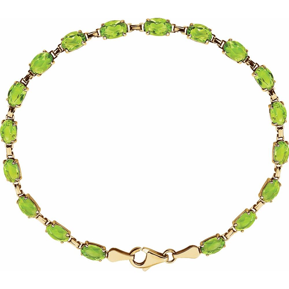 14k Yellow Gold Natural Peridot 7.25" Bracelet