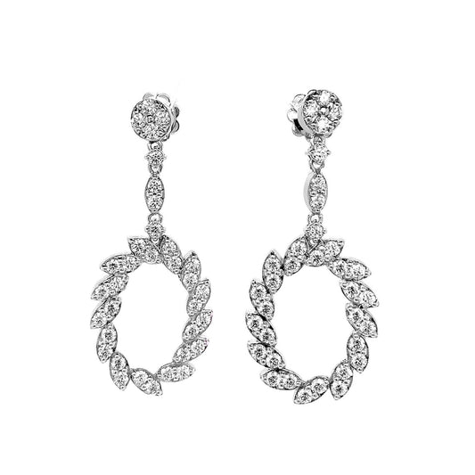 14k White Gold 2.39ct TDW White Diamond Round Dangling Earrings