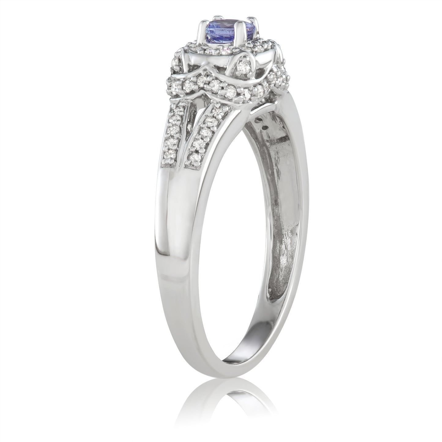 14K White Gold 0.5ct TW Tanzanite and White Diamond Engagement Ring