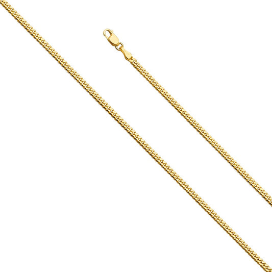 14k Yellow Gold 2.6mm Miami Cuban Unisex Chain Bracelet (7.5")