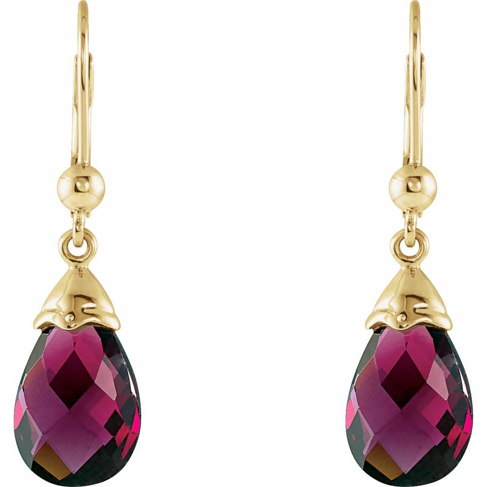 14k Yellow Gold Briolette Natural Brazilian Garnet Earrings