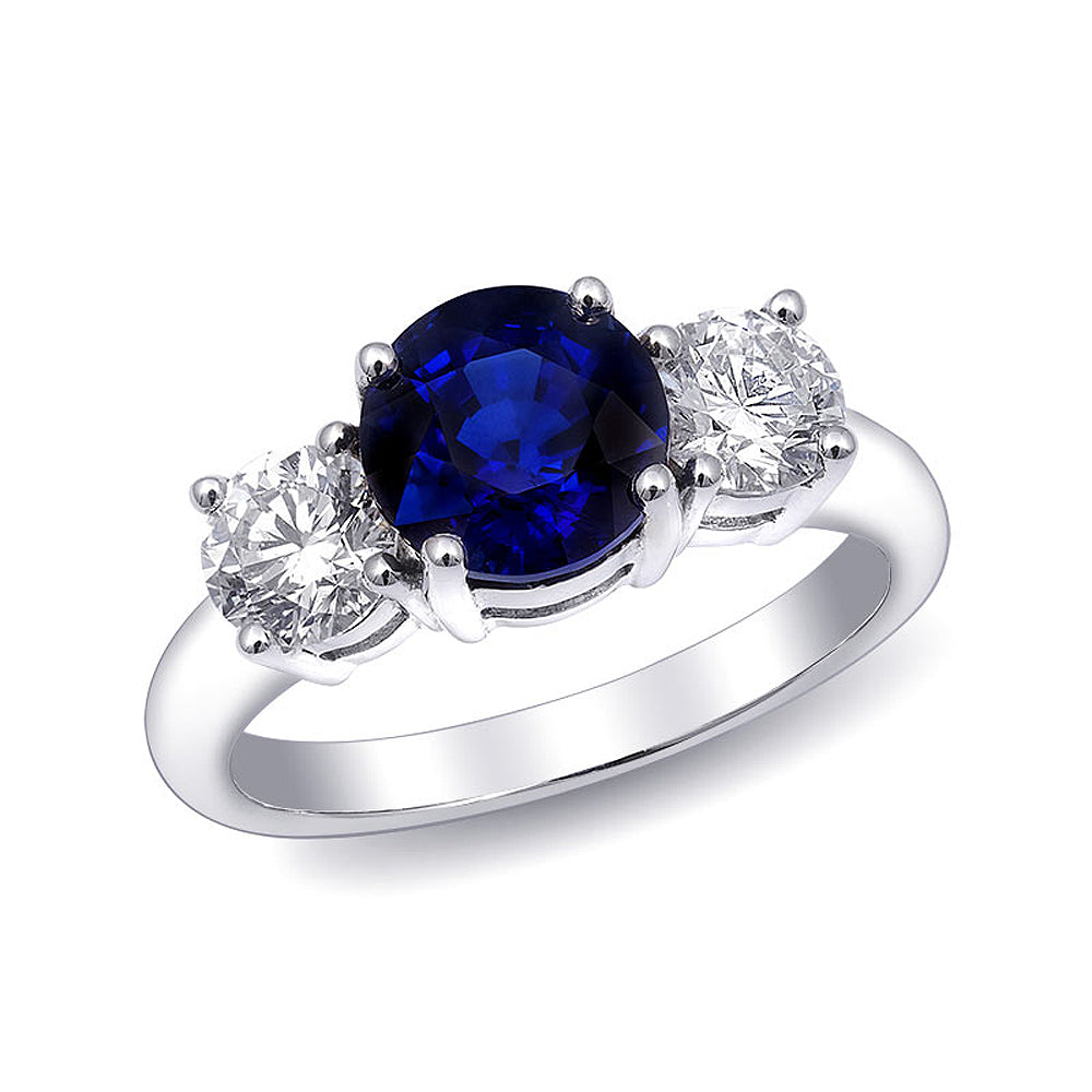 18k White Gold 3.04ct TGW Blue Sapphire and Diamond One-of-a-Kind Ring