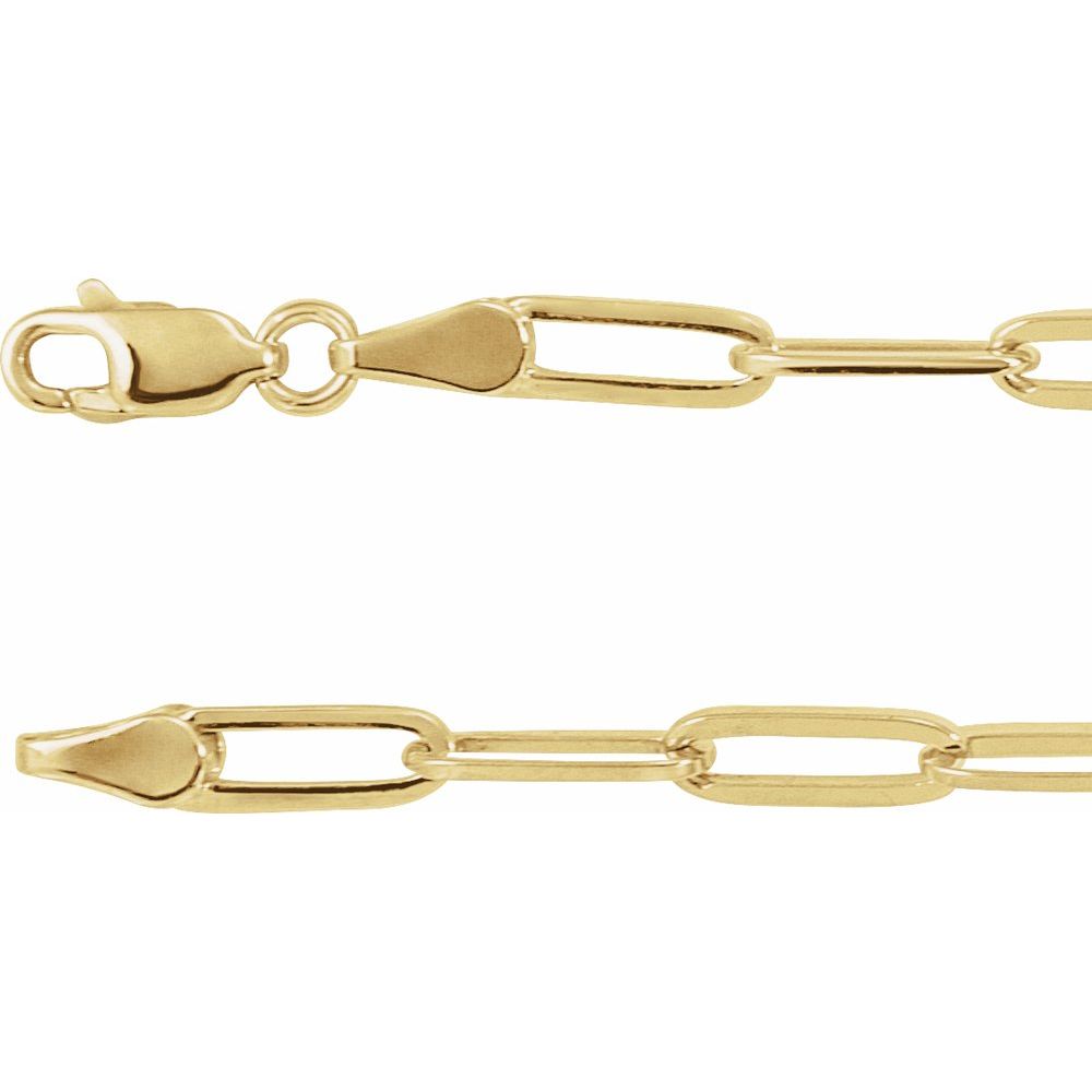 14K Yellow, White or Rose Gold 3.85 mm Paperclip-Style Chain