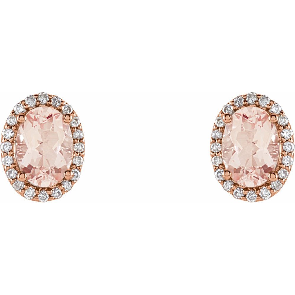 14k Rose Gold Natural Pink Morganite & 1/5 CTW Natural Diamond Earrings