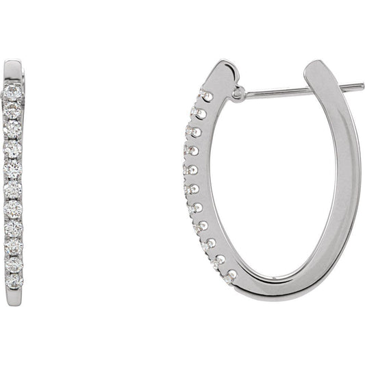 14k White Gold 20 mm 1/3 CTW Natural Diamond Hoop Earrings