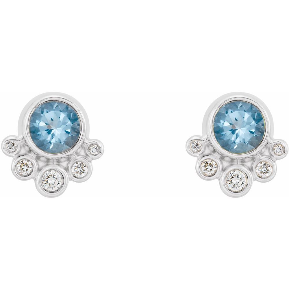 Platinum Natural Aquamarine & 1/8 CTW Natural Diamond Earrings