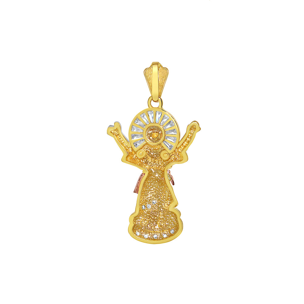 14k Yellow Gold Cubic Zirconia Divine Infant Jesus Pendant