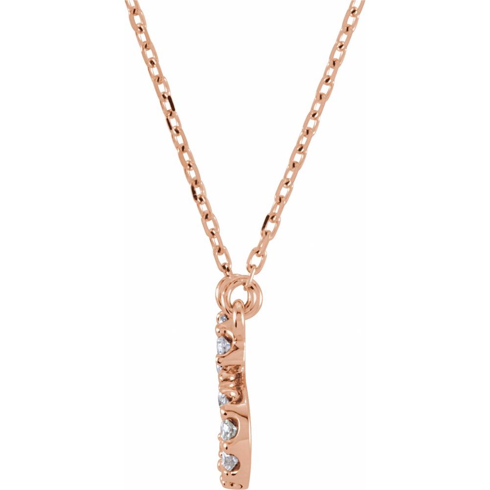 14K Rose Gold 1/6CTW White Diamond Initial M Pendant Necklace