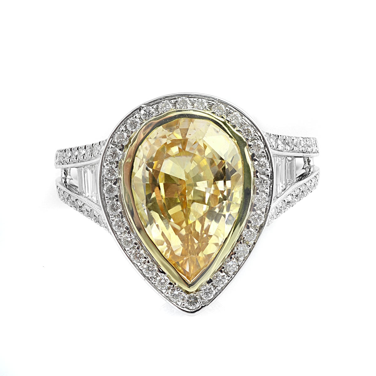 18K White Gold 5.94 ct TGW Yellow Sapphire One-of-a-Kind Ring