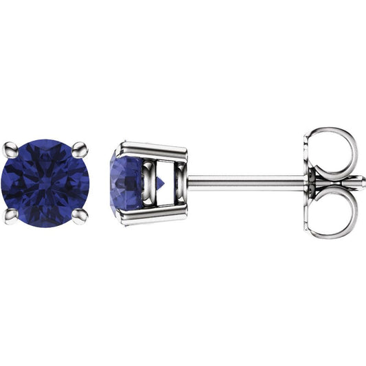 14k White Gold 5 mm Natural Tanzanite Stud Earrings