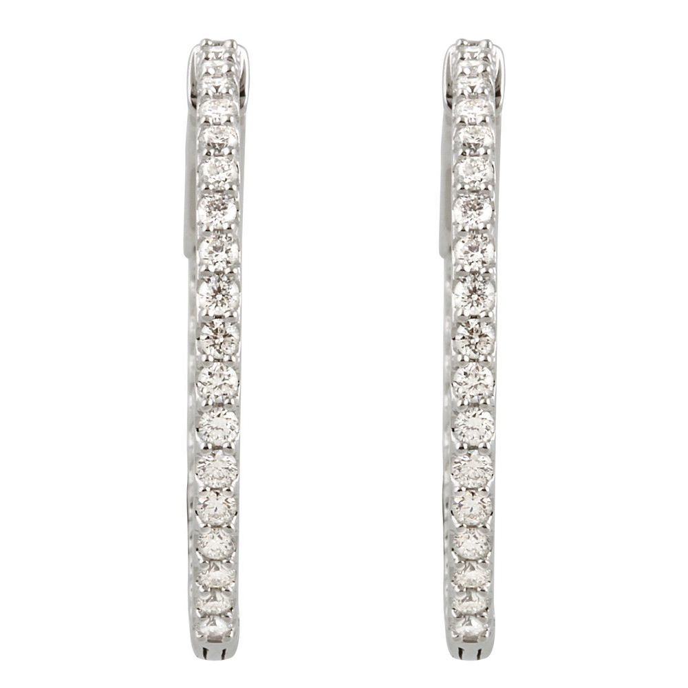 Platinum 26.5 mm 1 CTW Natural Diamond Inside-Outside Hinged Hoop Earrings