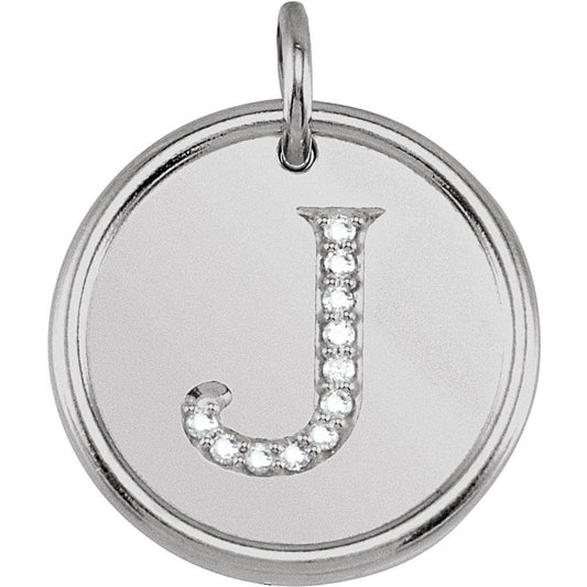 Unisex 14K White Gold 0.06 CTW White Diamond Initial J Pendant