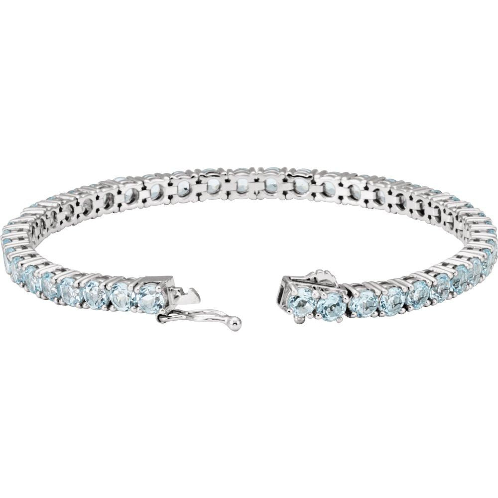 14k White Gold Natural Sky Blue Topaz 7 1/4" Line Bracelet