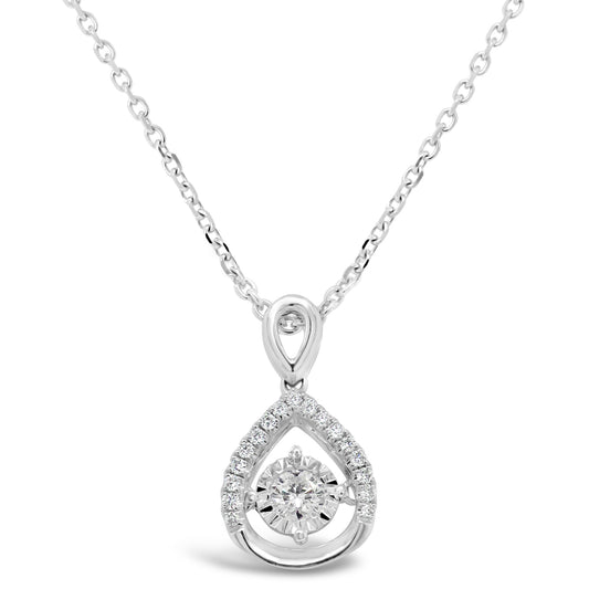 18k White Gold 1/5ct TDW White Diamond Pear Halo Pendant Necklace