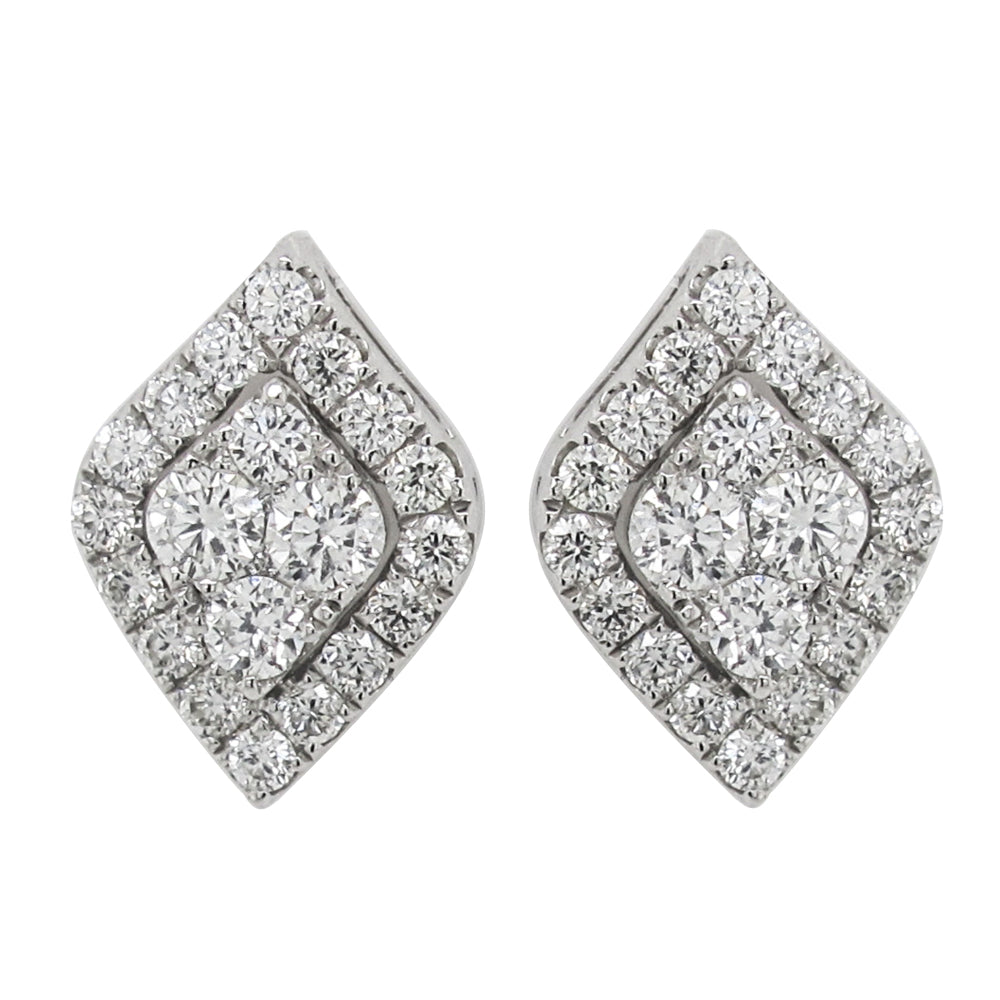 18k White Gold 3/4ct TDW White Diamond Diamond Shape Mix-Match Stud Earrings