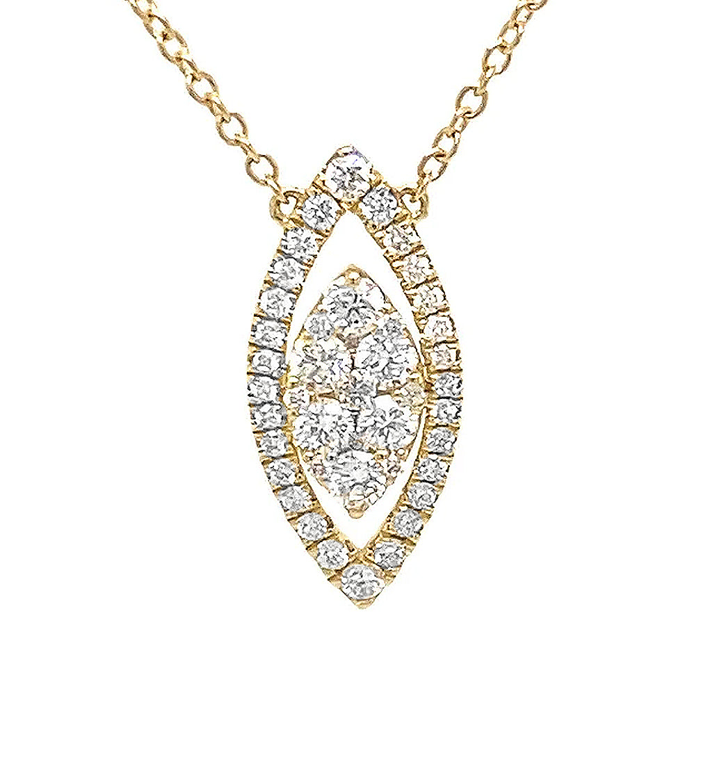 18k Yellow Gold 0.69ct TDW Diamond Vertical Third Eye Diamond Necklace