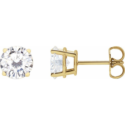 14k Yellow Gold 6.5 mm Lab-Grown Moissanite Stud Earrings