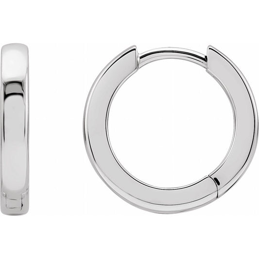 14K White Gold 14 mm Hinged Hoop Earring