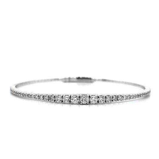 14k White Gold 1 3/8ct TDW Round-cut Graduated Diamond 6.5" Tennis Link Bracelet