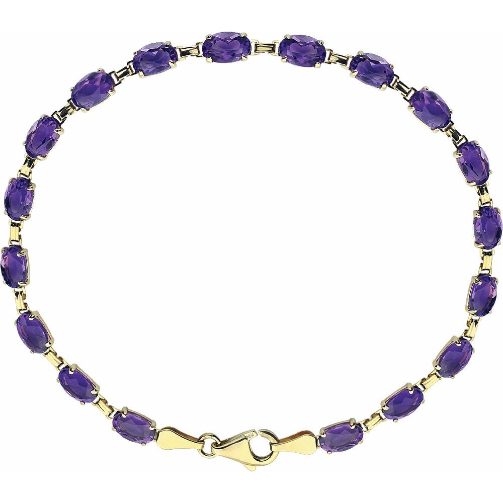 14k Yellow Gold Natural Amethyst 7.25" Bracelet