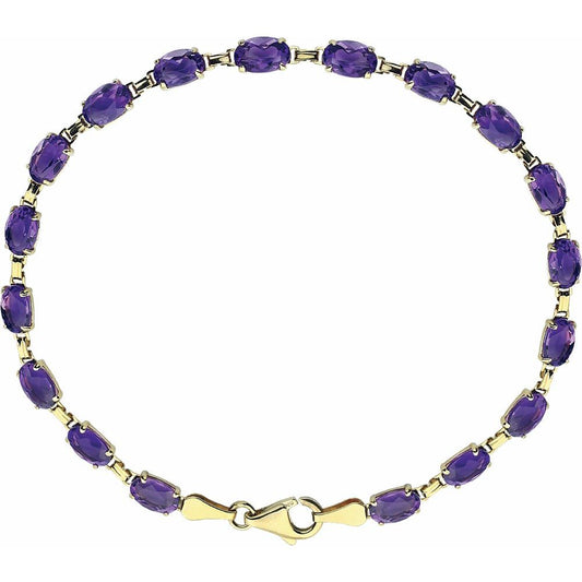 14k Yellow Gold Natural Amethyst 7.25" Bracelet