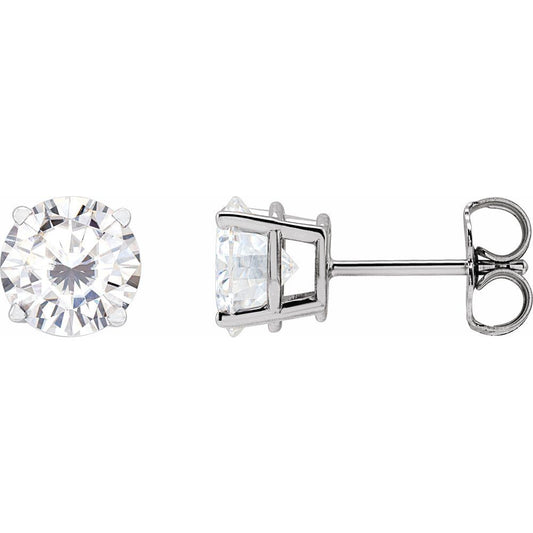 14k White Gold 6.5 mm Lab-Grown Moissanite Stud Earrings