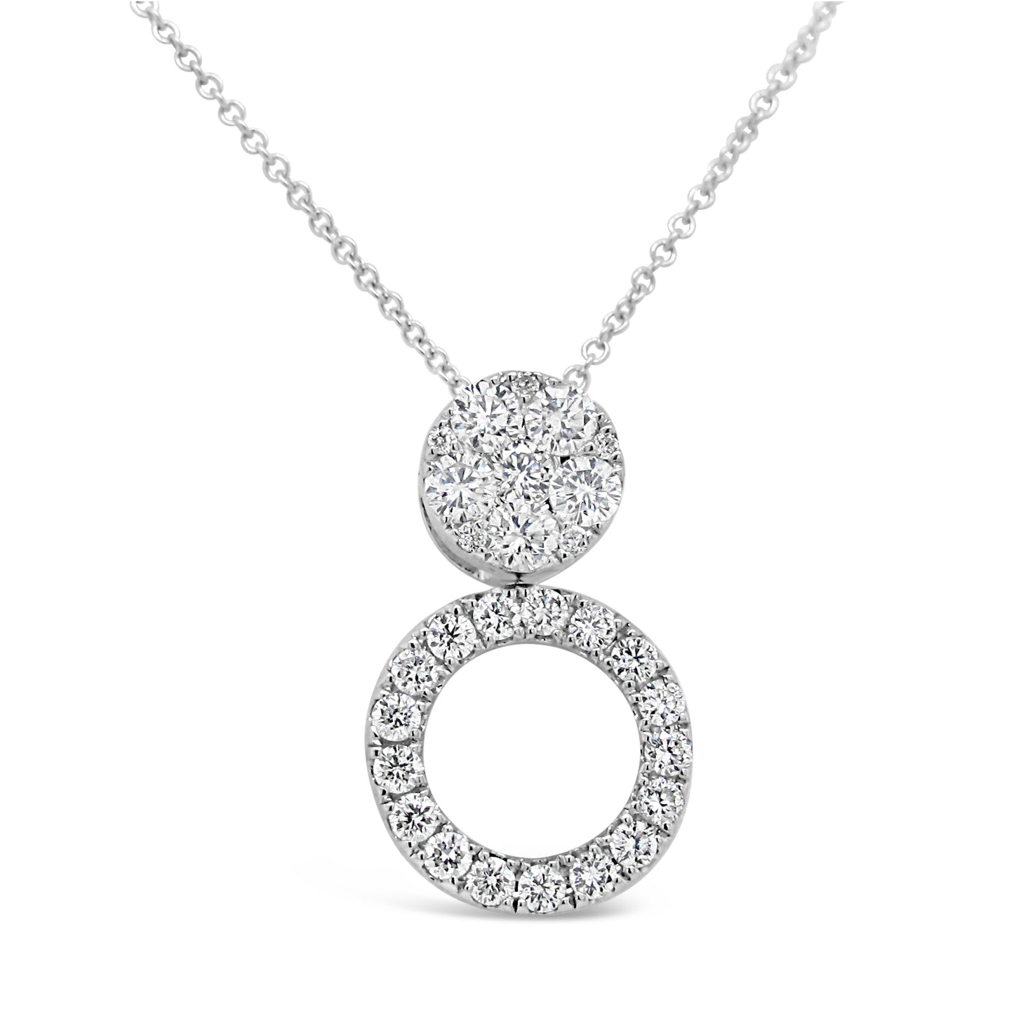 18k White Gold 1/2ct TDW White Diamond Round Cluster Pendant Necklace