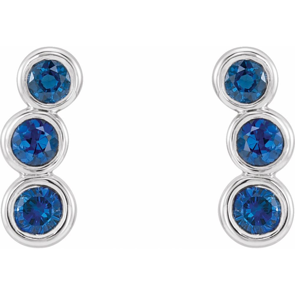 14k White Gold Natural Blue Sapphire Ear Climbers