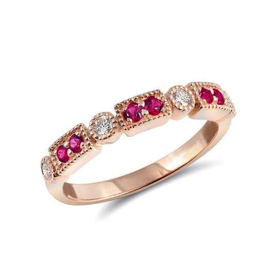 14K Rose Gold 0.37ct TGW Pink Sapphire and Diamonds One of a Kind Band