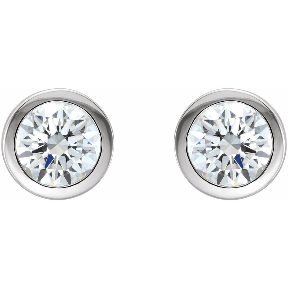 14k White Gold 1/2 CTW Natural Diamond Bezel-Set Earrings